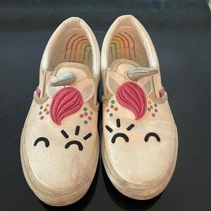 Vans x flour shop unicorn slip on shoes.